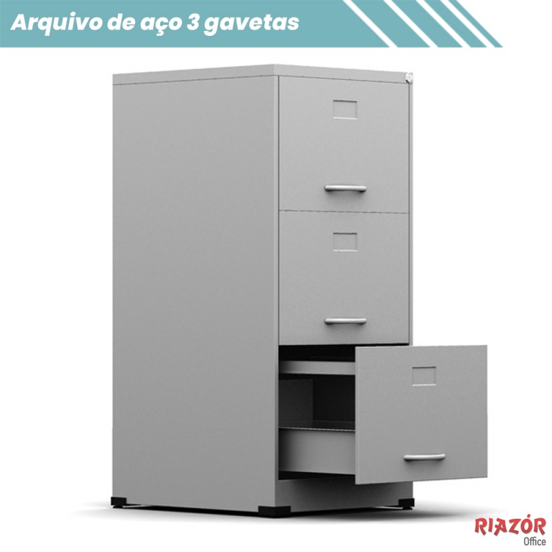 Arquivo de aço 3 gavetas para pasta suspensa RZ